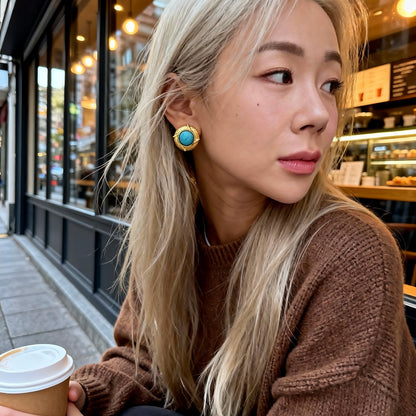 Turquoise Round Stud Earrings