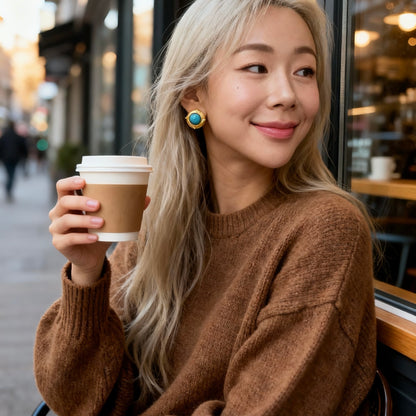 Turquoise Round Stud Earrings