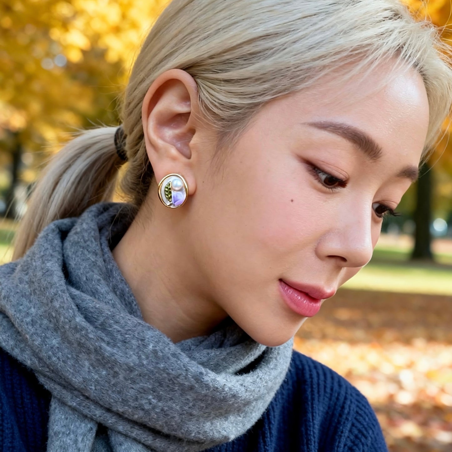 Lavender Blossom Pearl Earrings