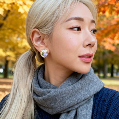 Lavender Blossom Pearl Earrings