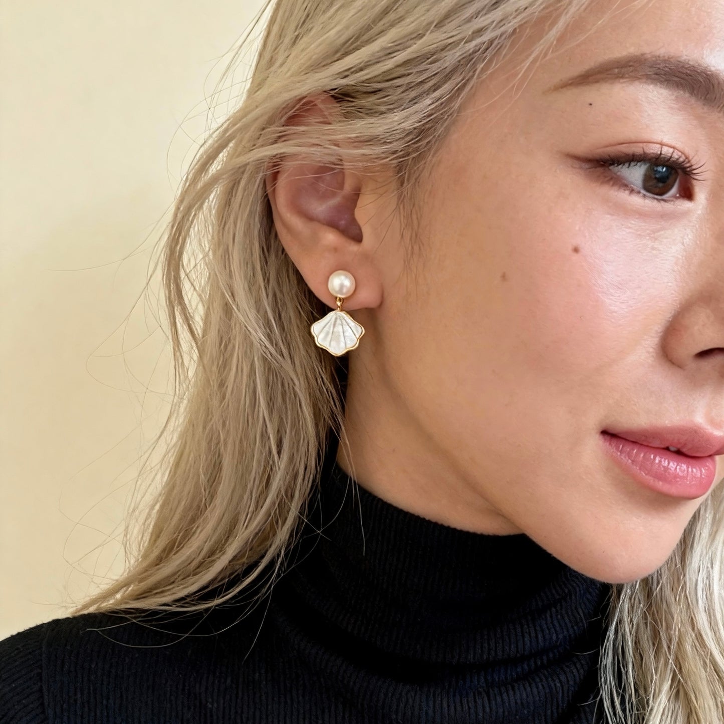 Pearl & Iridescent Shell Drop Earrings