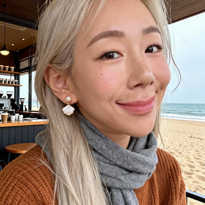 Pearl & Iridescent Shell Drop Earrings