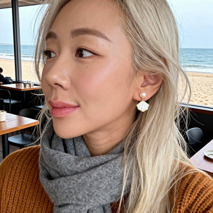 Pearl & Iridescent Shell Drop Earrings