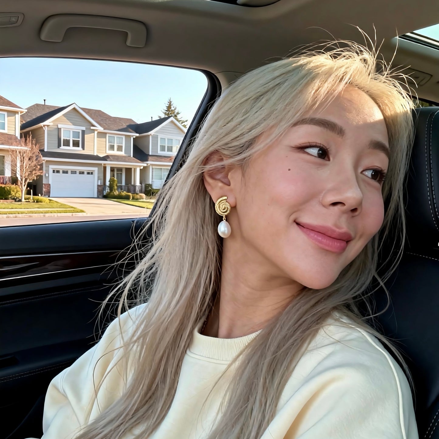 Gold Seashell Baroque Pearl Drop Earrings