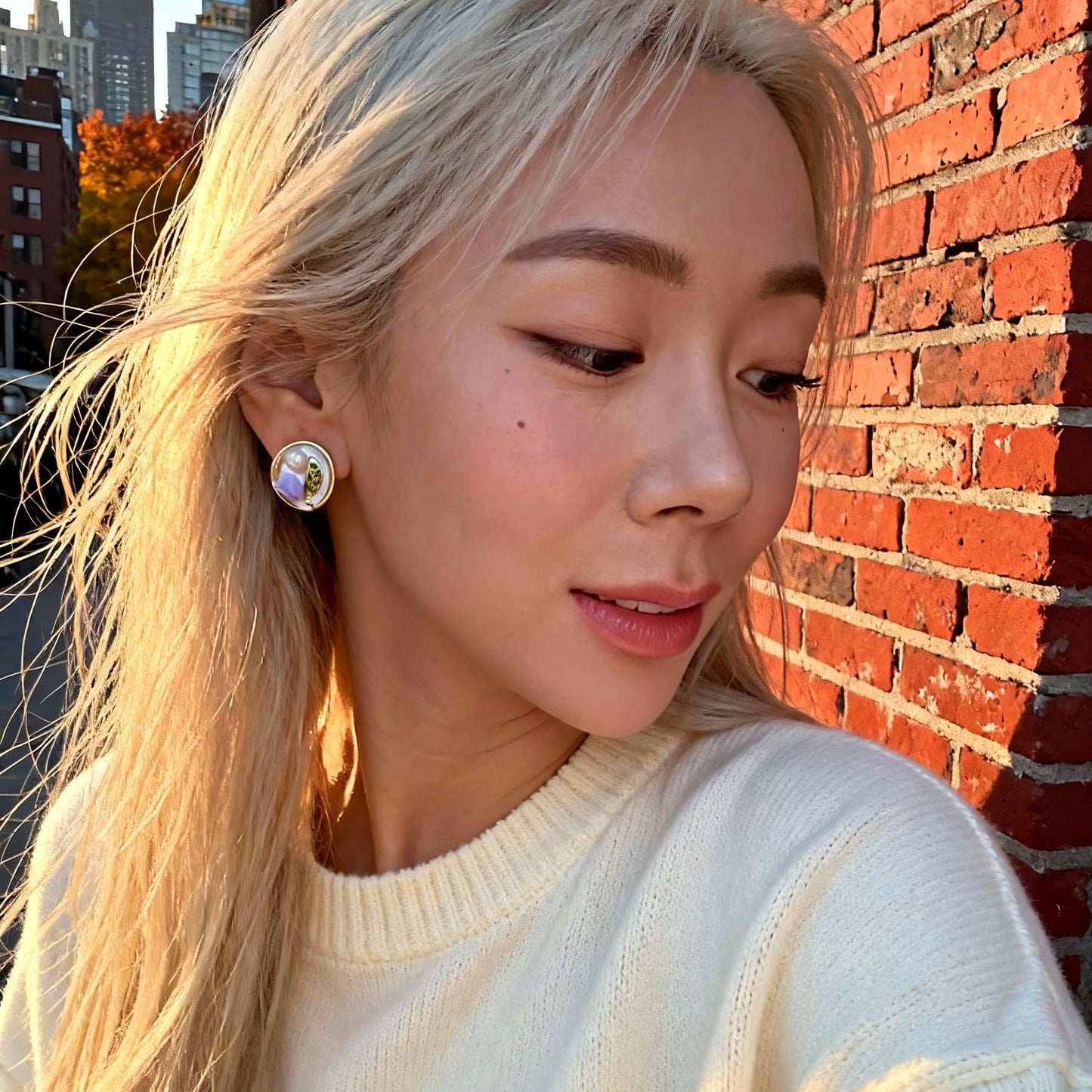 Lavender Blossom Pearl Earrings