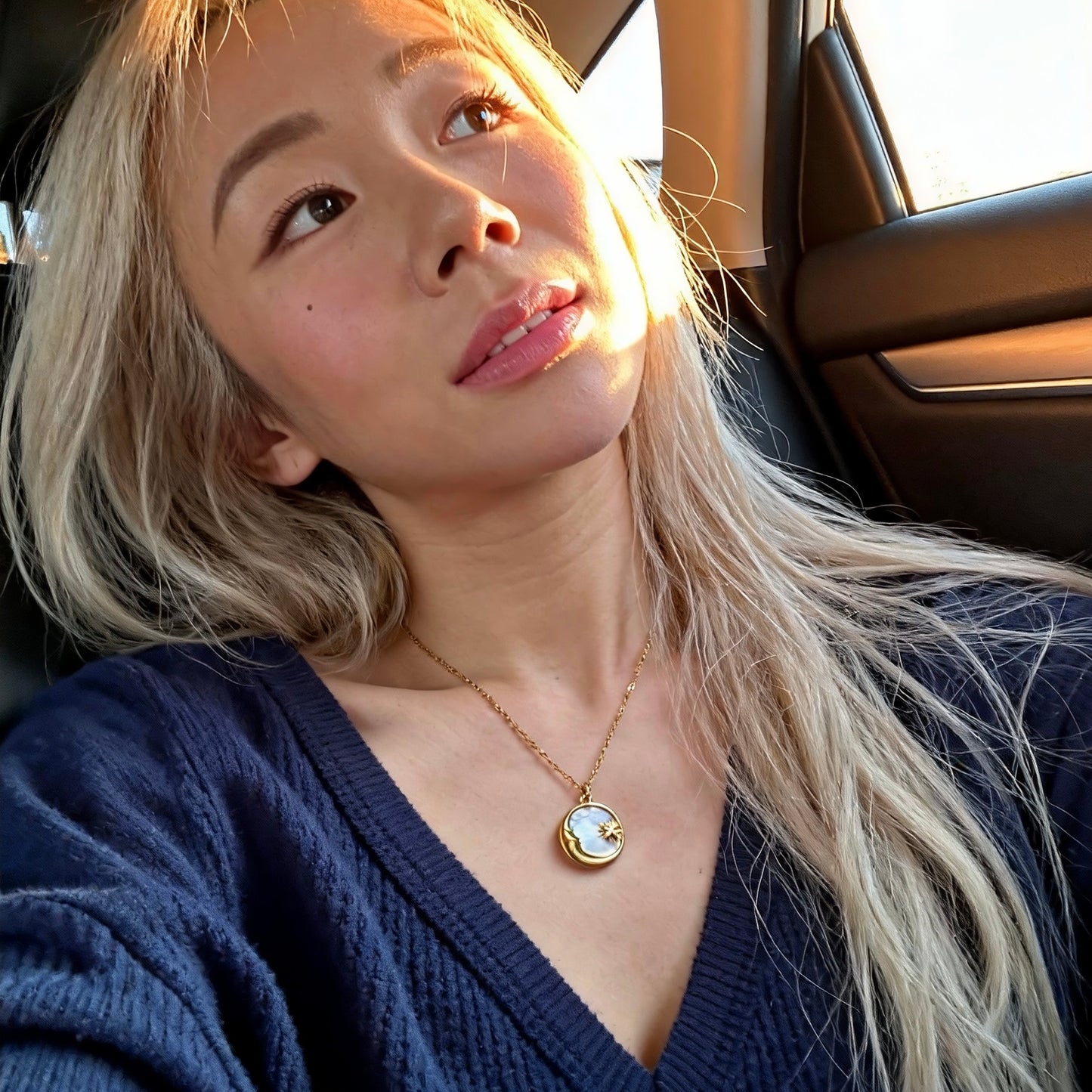 Sun & Moon Mother-of-Pearl Pendant Necklace