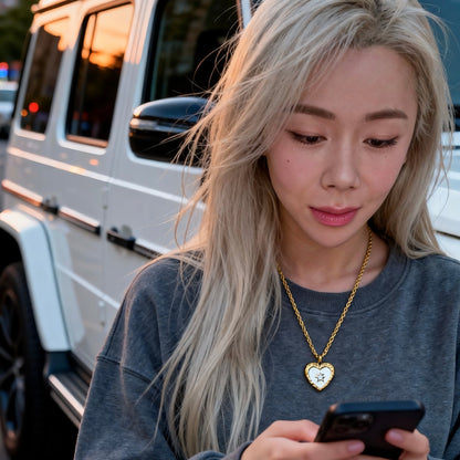Gold Heart Sun Pendant Necklace