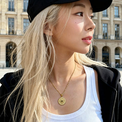 Gold Compass Star Pendant Necklace