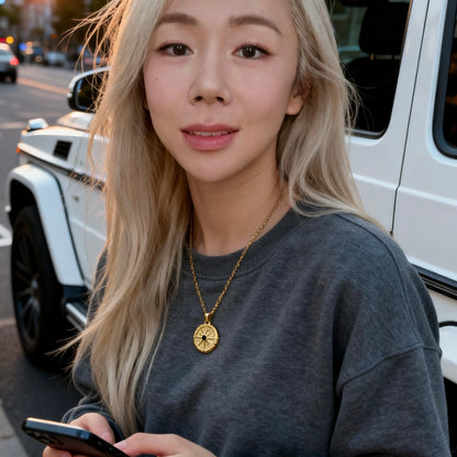 Gold Compass Star Pendant Necklace