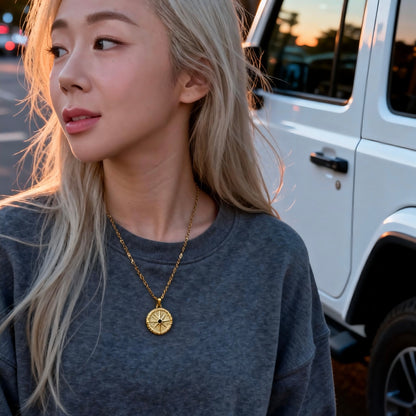 Gold Compass Star Pendant Necklace