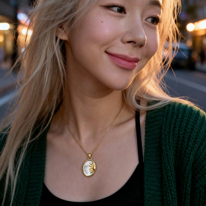 Solar Eye Mother-of-Pearl Pendant Necklace