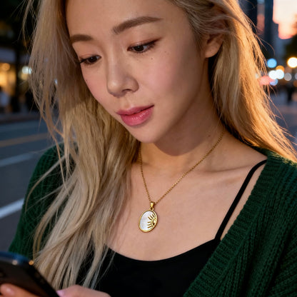 Solar Eye Mother-of-Pearl Pendant Necklace