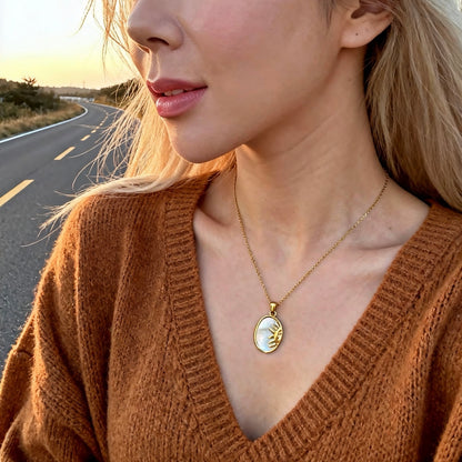 Solar Eye Mother-of-Pearl Pendant Necklace