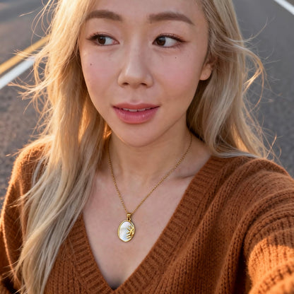 Solar Eye Mother-of-Pearl Pendant Necklace