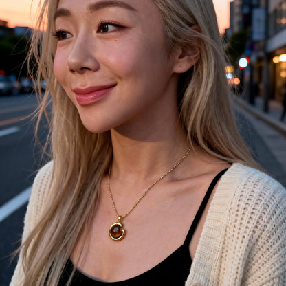Tiger Eye C-Shaped Pendant Necklace