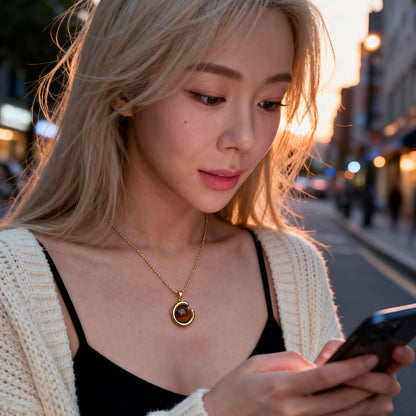 Tiger Eye C-Shaped Pendant Necklace