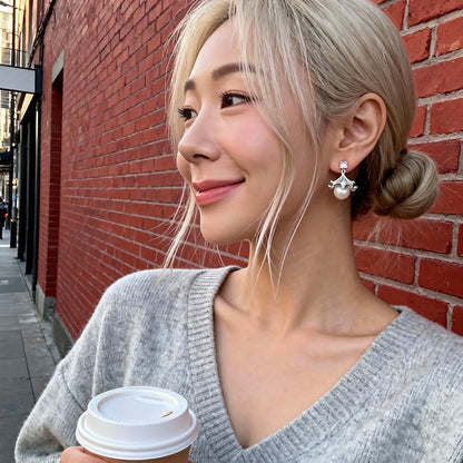 Ballet Skirt Pearl Drop Earrings