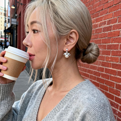 Ballet Skirt Pearl Drop Earrings