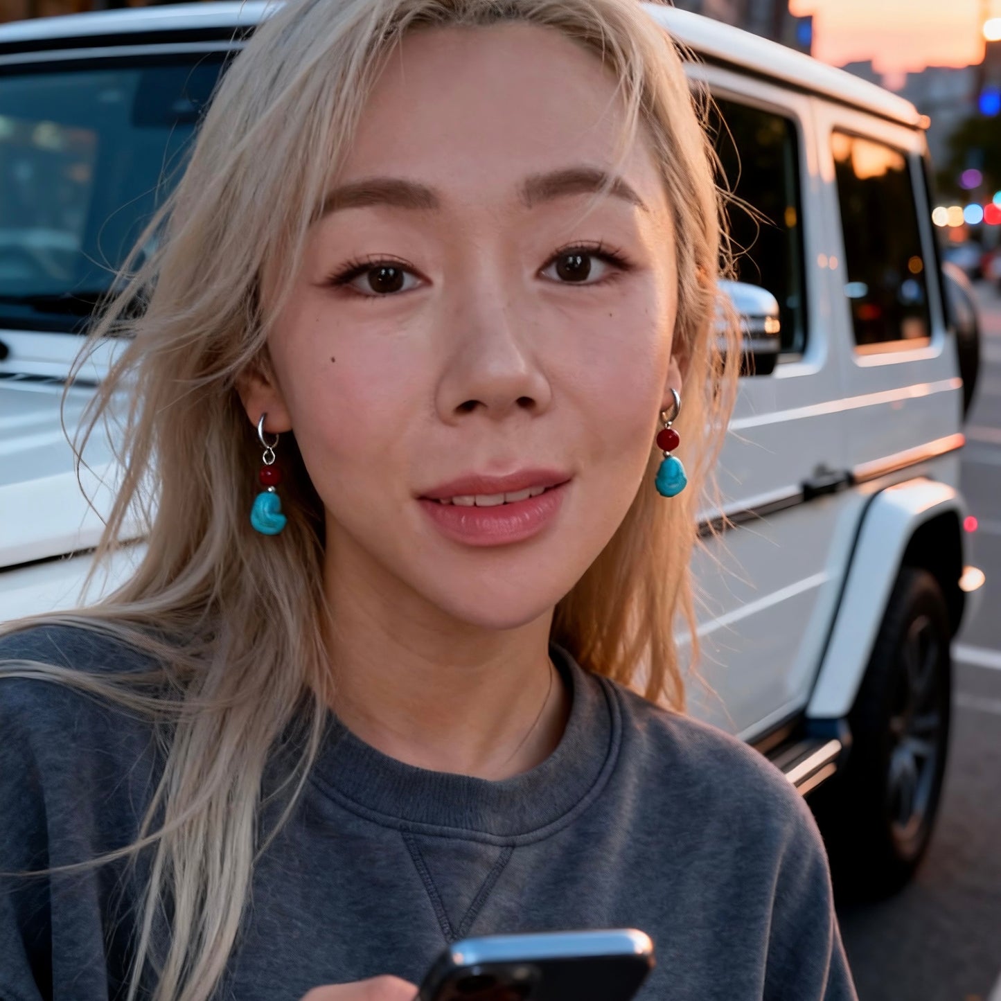 Turquoise Drop Hoop Earrings