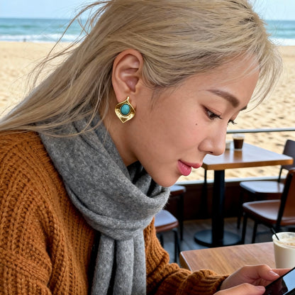 Matte Gold Turquoise Studs