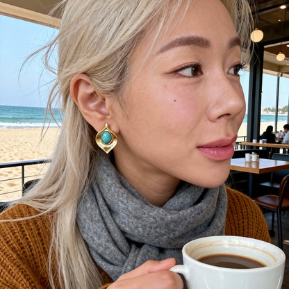 Matte Gold Turquoise Studs