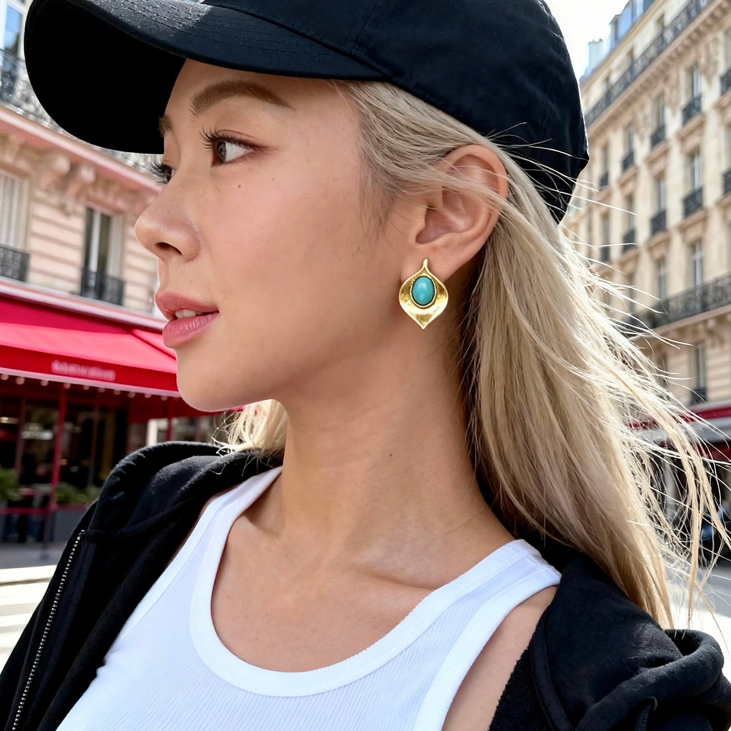 Matte Gold Turquoise Studs