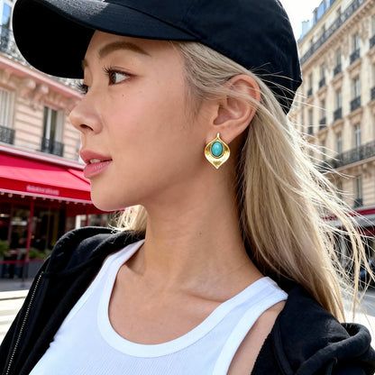 Matte Gold Turquoise Studs