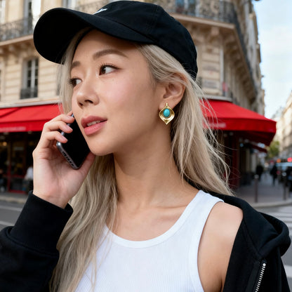 Matte Gold Turquoise Studs