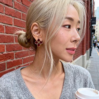 Burgundy Enamel Blossoms