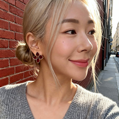 Burgundy Enamel Blossoms