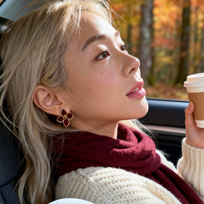 Burgundy Enamel Blossoms