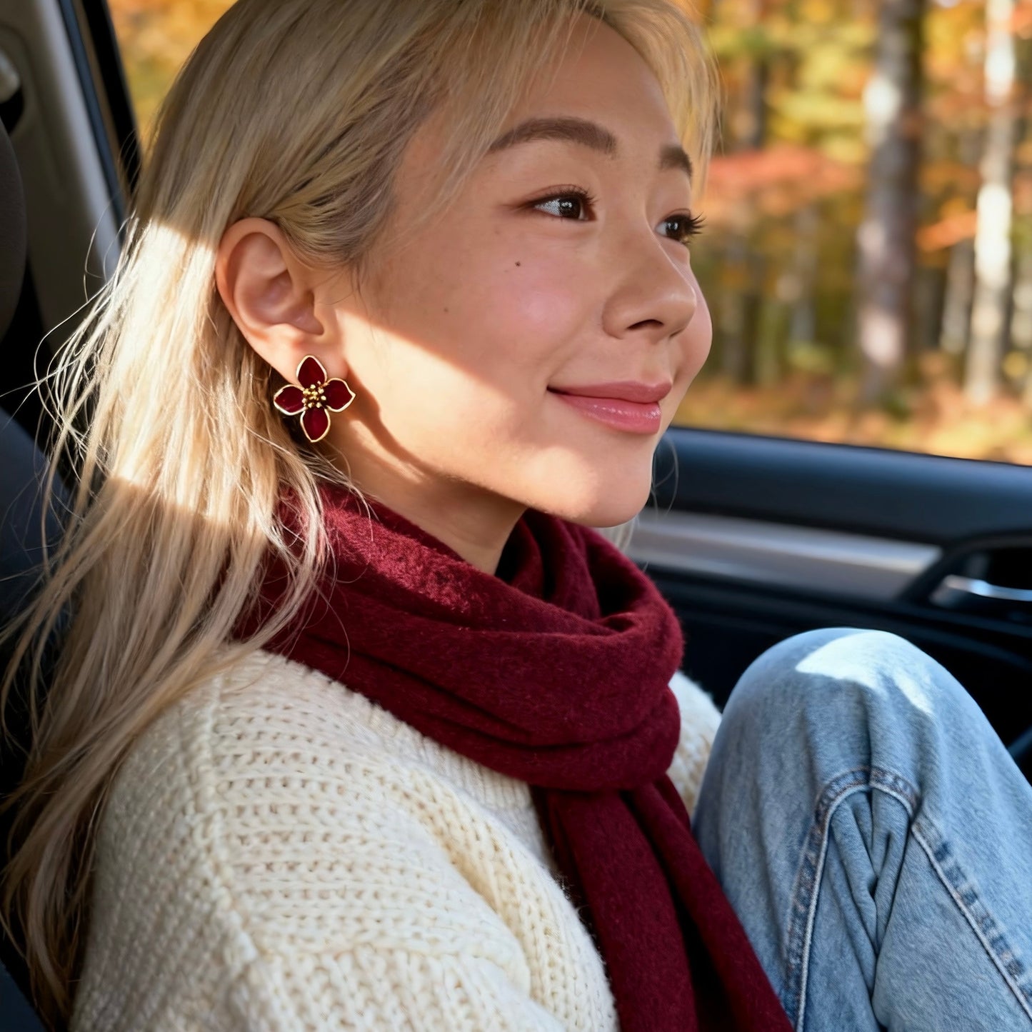 Burgundy Enamel Blossoms