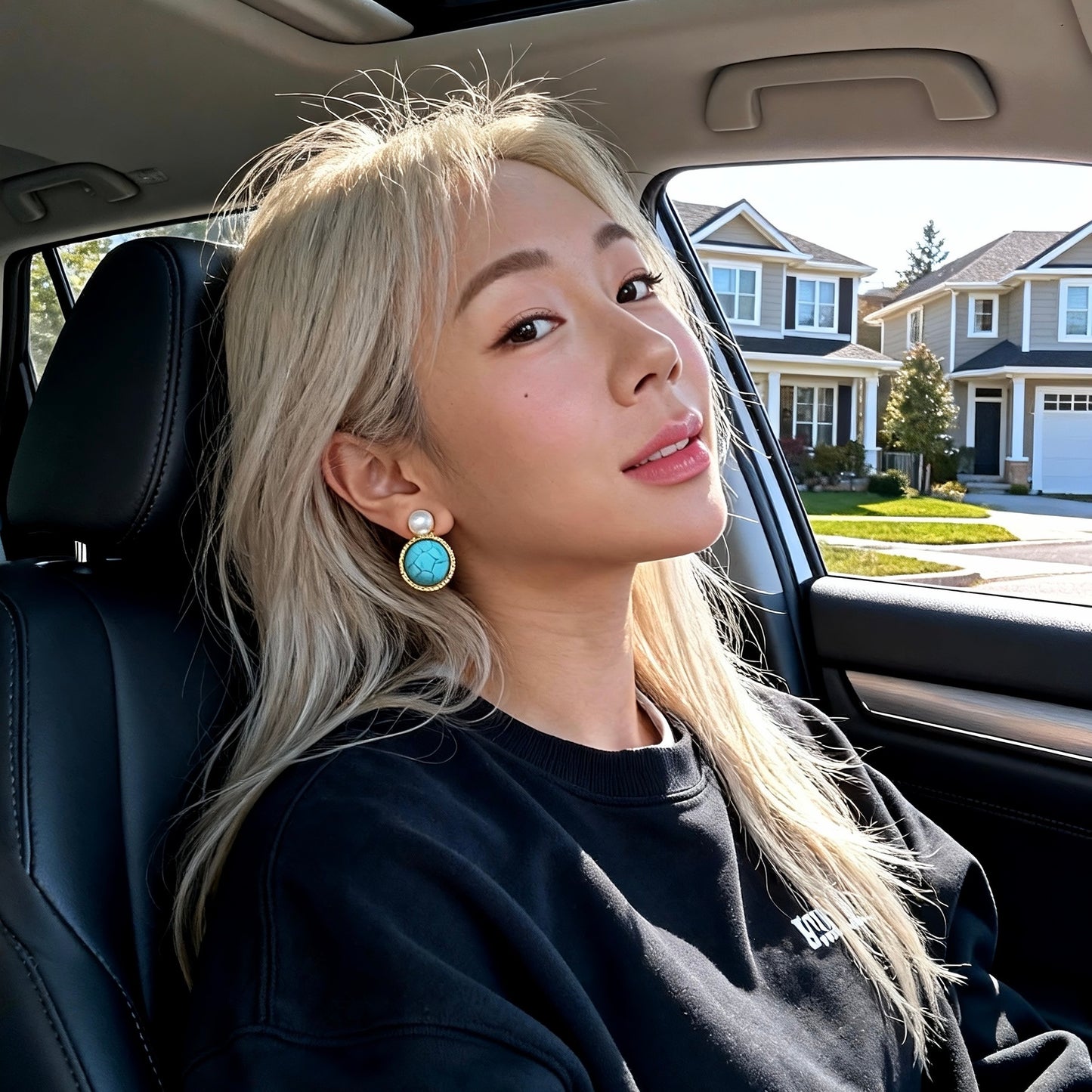 Turquoise & Pearl Stud Earrings