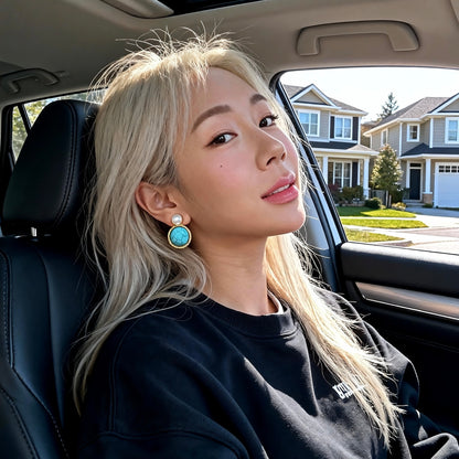 Turquoise & Pearl Stud Earrings