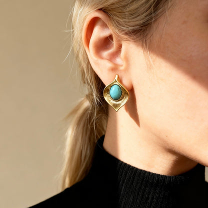 Matte Gold Turquoise Studs
