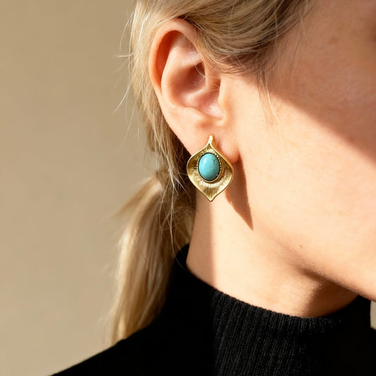 Matte Gold Turquoise Studs