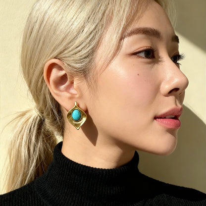 Matte Gold Turquoise Studs