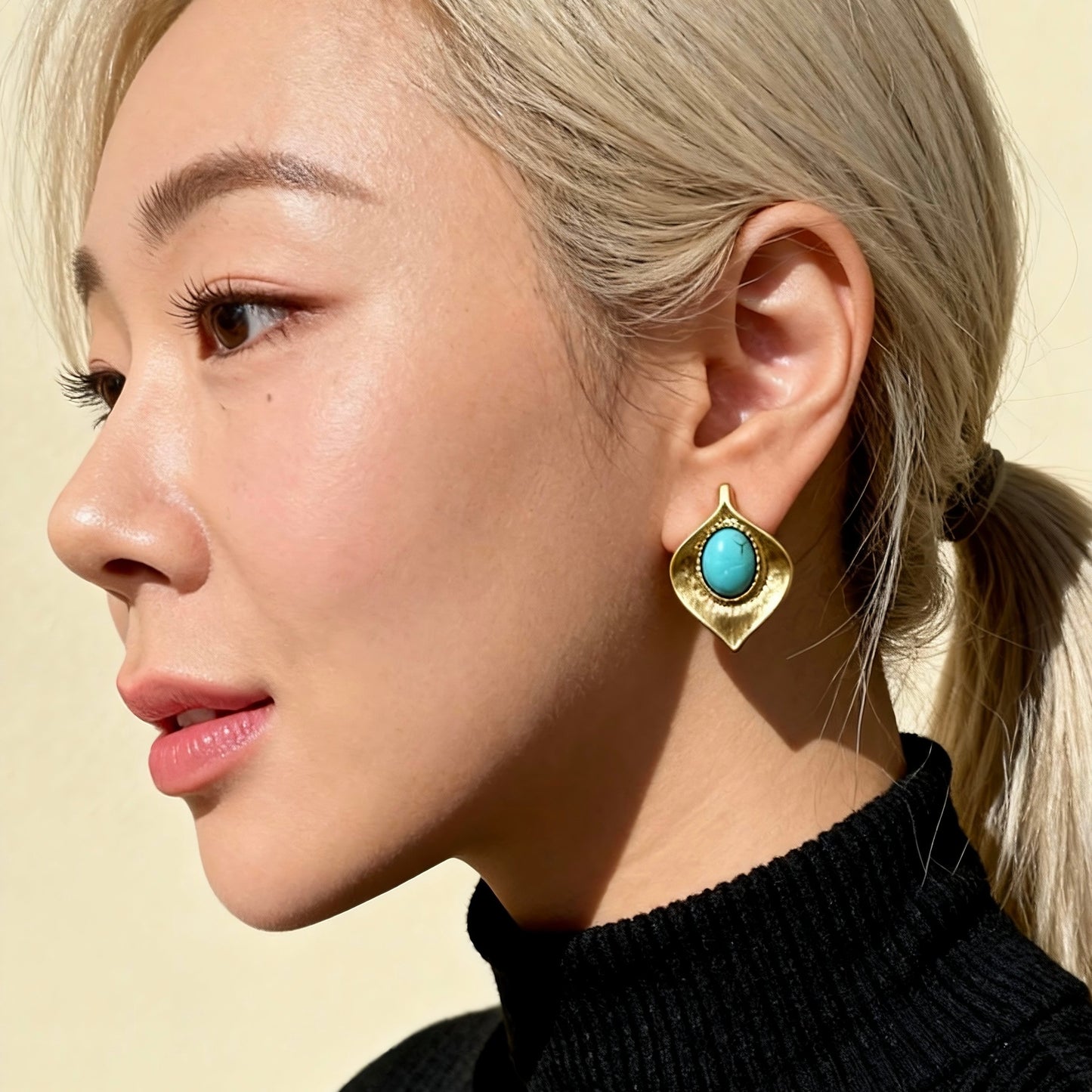 Matte Gold Turquoise Studs