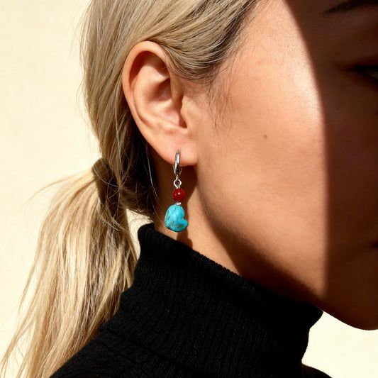 Turquoise Drop Hoop Earrings