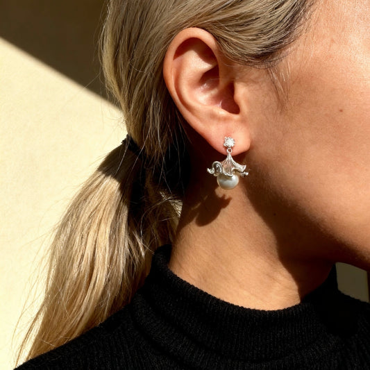 Ballet Skirt Pearl Drop Earrings