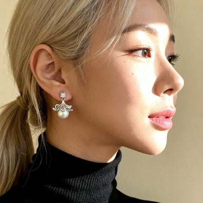 Ballet Skirt Pearl Drop Earrings