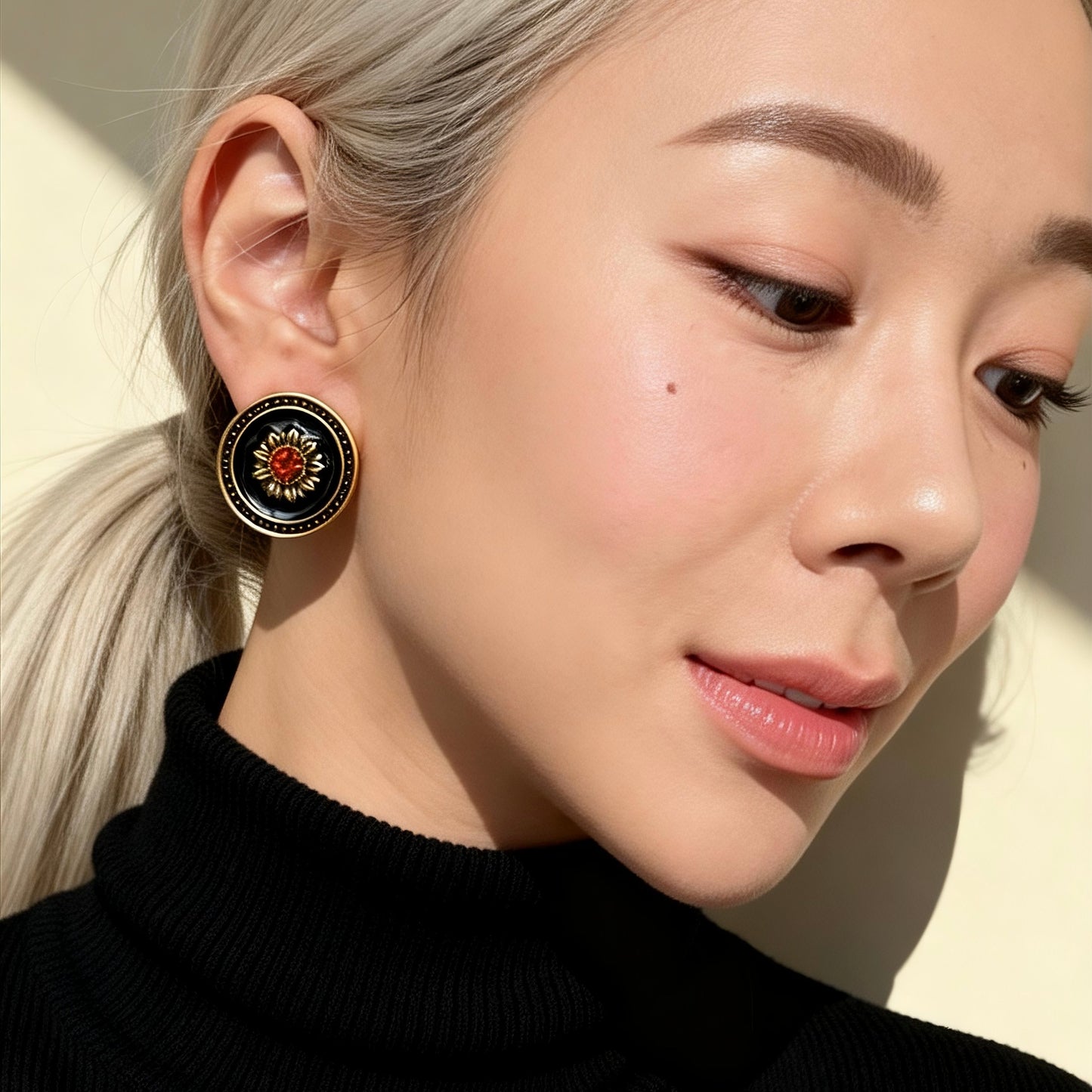 Black Sunburst Studs