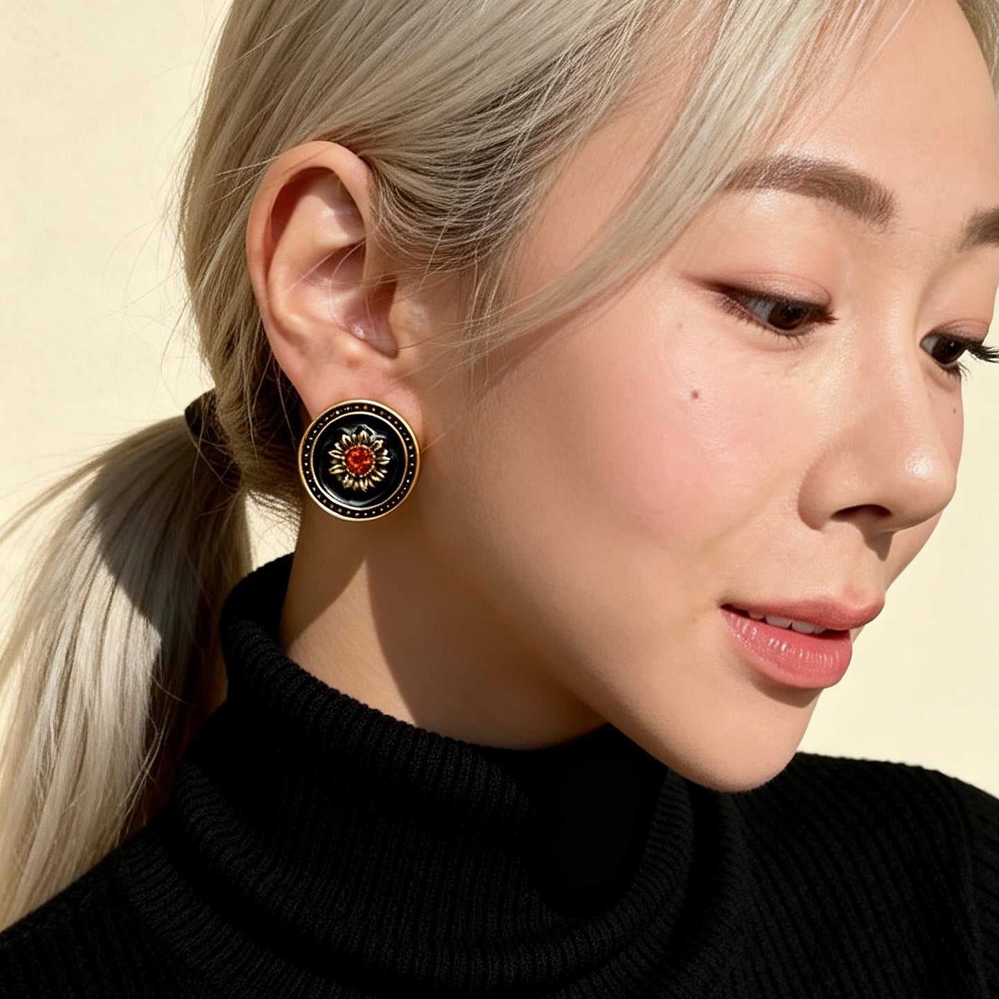 Black Sunburst Studs