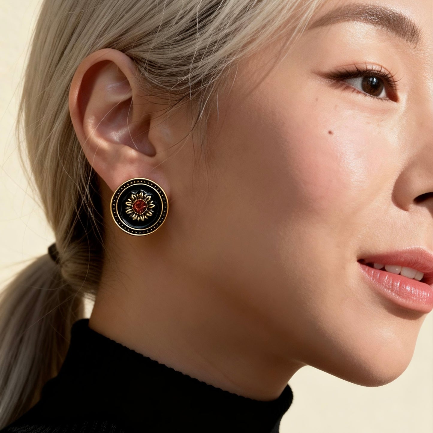 Black Sunburst Studs