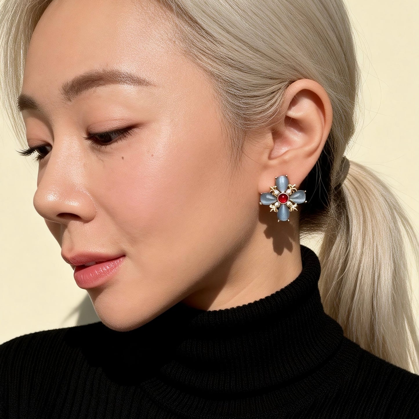 Blue Cat Eye Studs