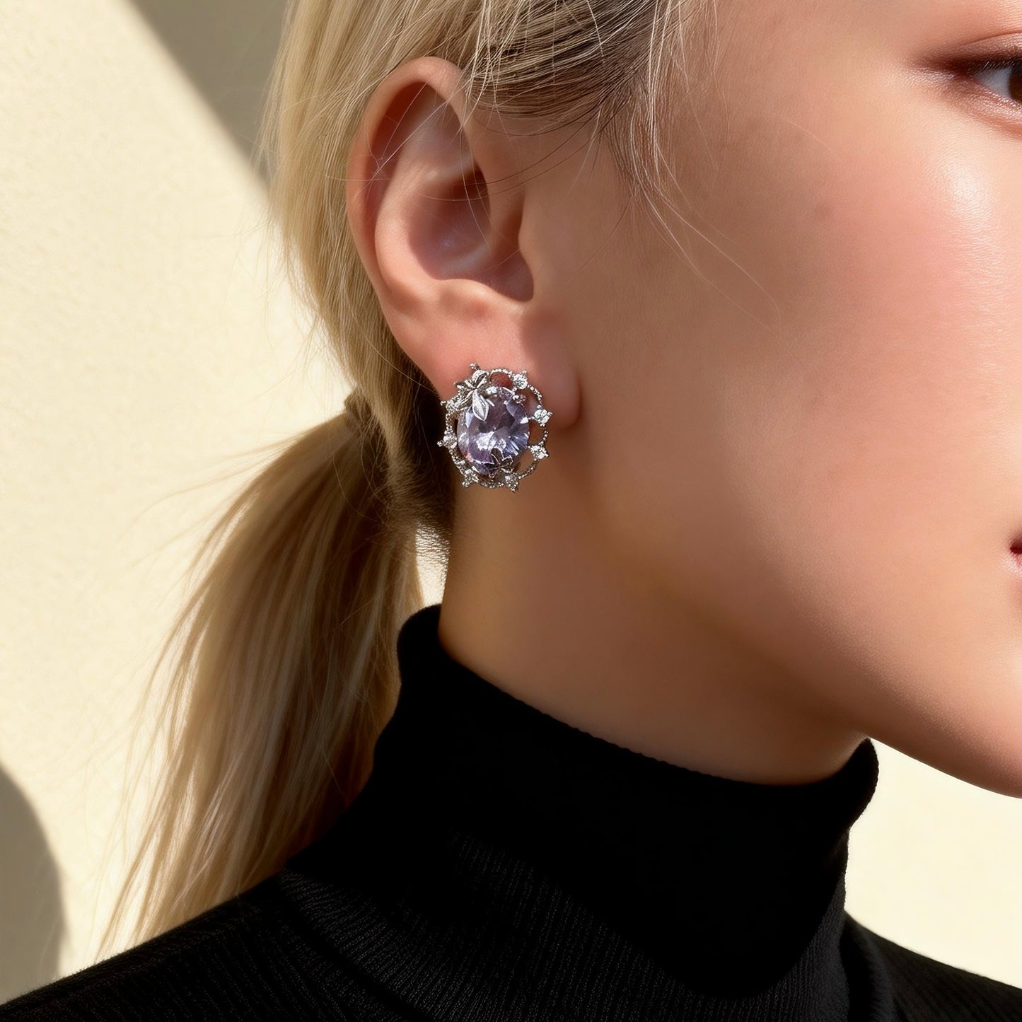 Lavender Crystal Studs