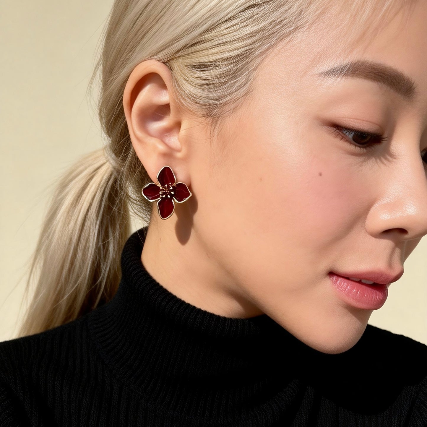 Burgundy Enamel Blossoms