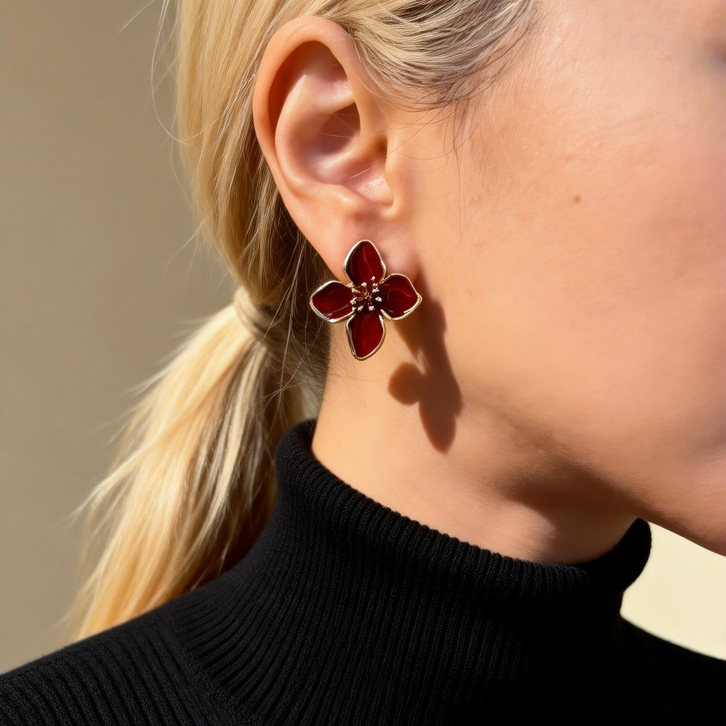 Burgundy Enamel Blossoms