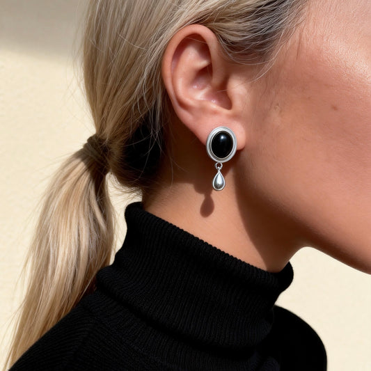 Black Agate Drop Earrings