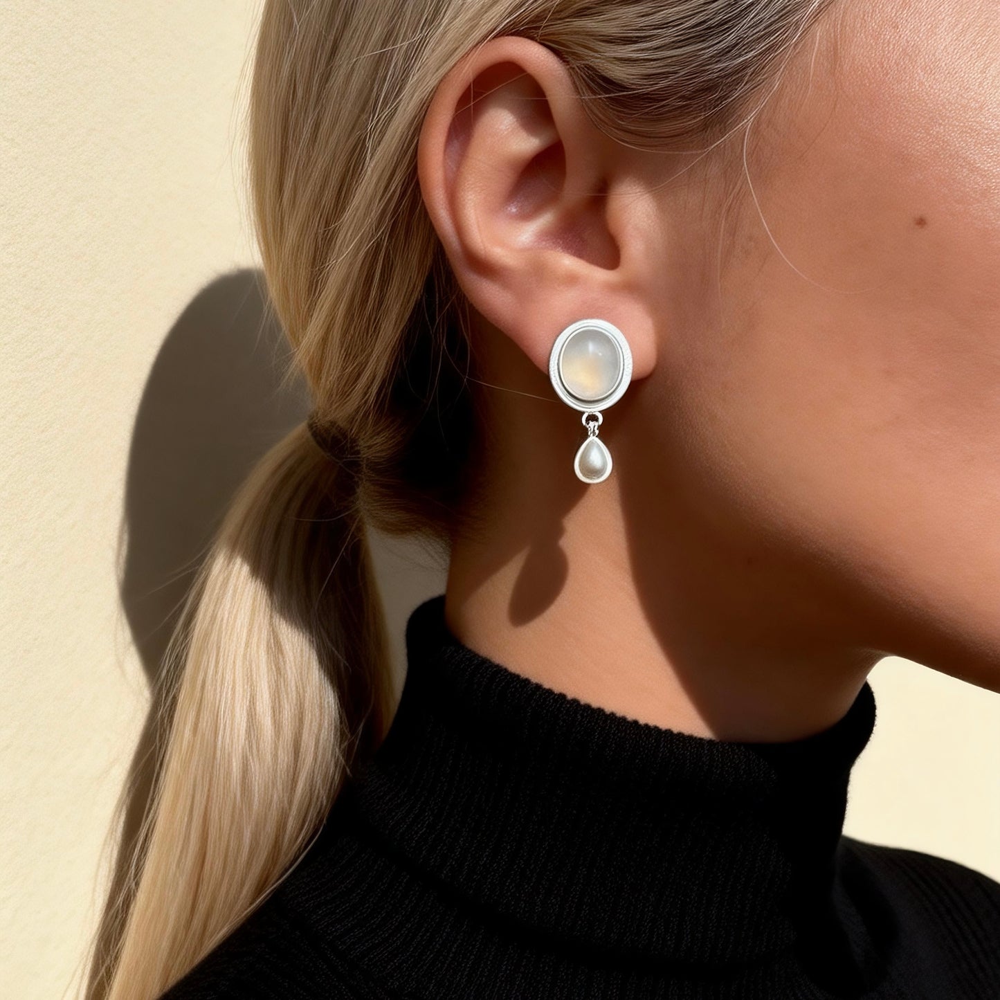 White Agate Drop Earrings